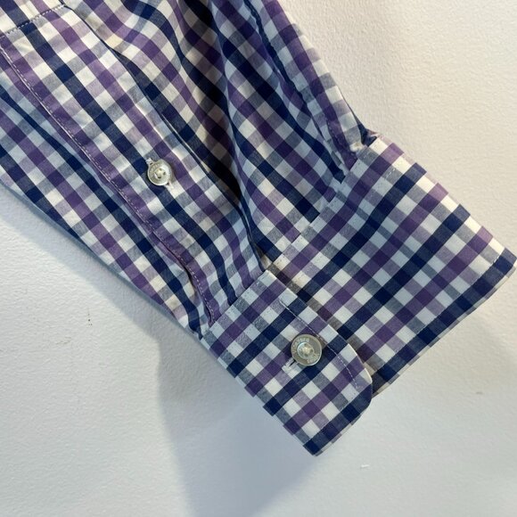 Vineyard Vines Men’s Slim Fit Tucker Shirt – Purple & Navy Gingham - Size Large - Picture 3 of 5